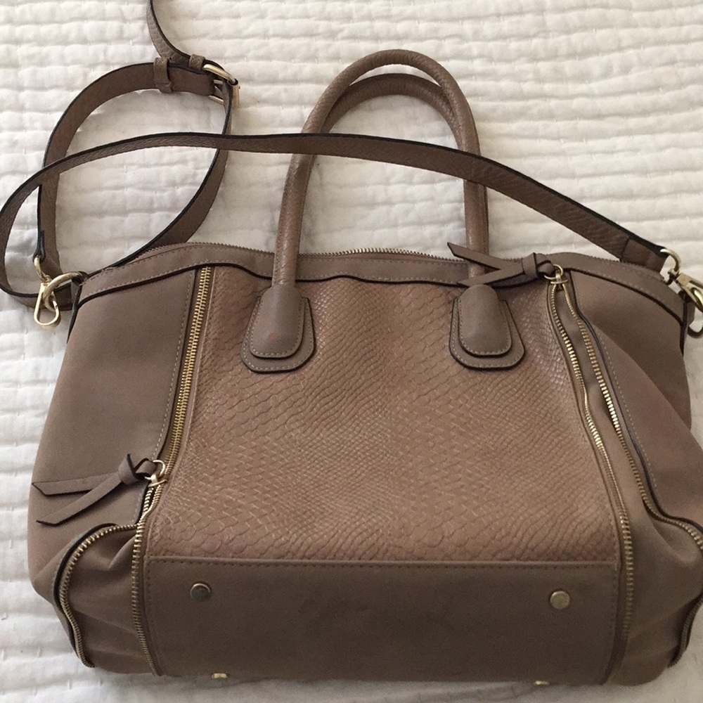 Sole Society taupe zipper detail shoulder bag